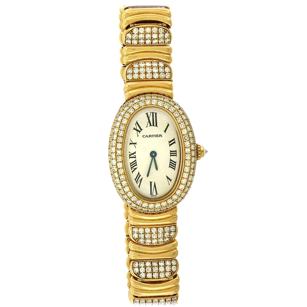 DIAMOND CARTIER BAIGNOIRE BRACELET WRISTWATCH